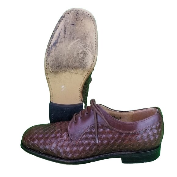 ✅Hitchcock Brown Woven Leather Lace Up Oxford Shoes Men\'s UK Size 5 3E Wide✅ main image 9